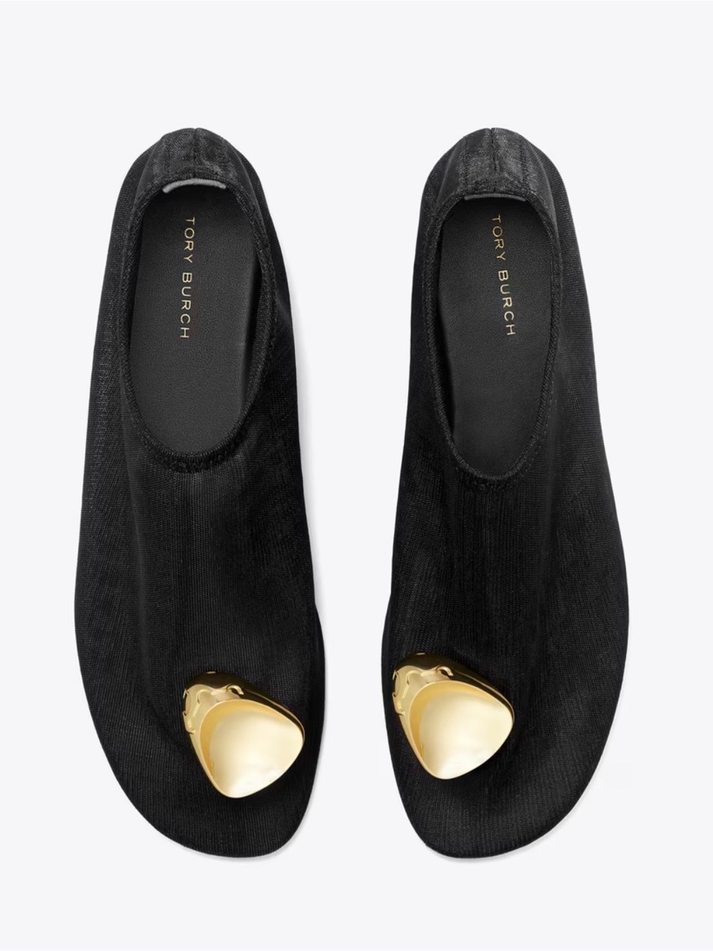 Brand NEW Size 8 - Tory Burch Black Slip-On Flats with Gold Orb Accent
